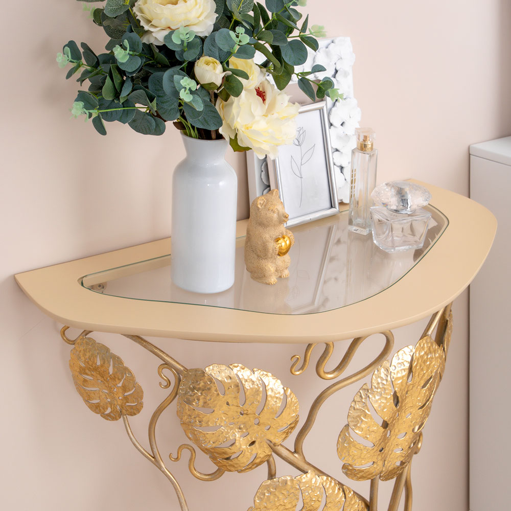 Консоль Монстера со стеклом пристенная