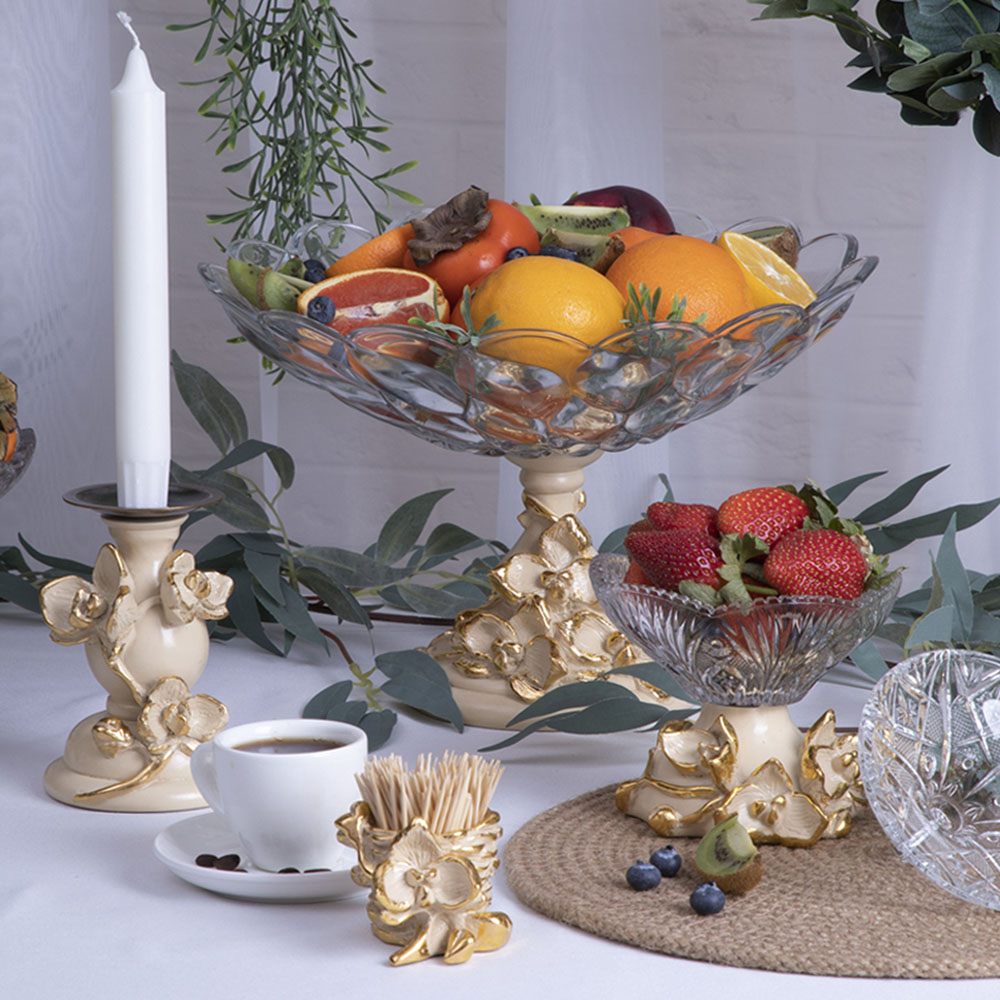 Сахарница с крышкой Орхидея Лайм стеклянная