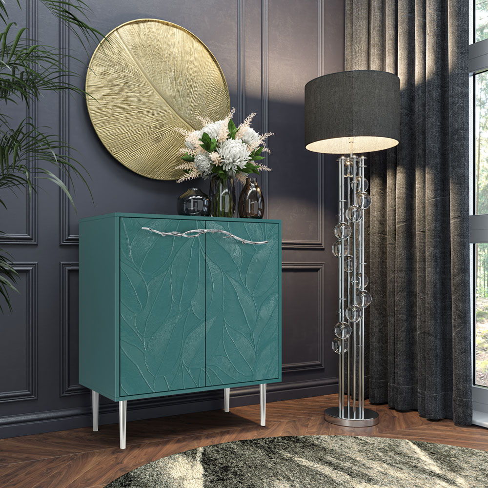 Комод Эстетика Флоры Цветной Стиль Серебро с 2 полками