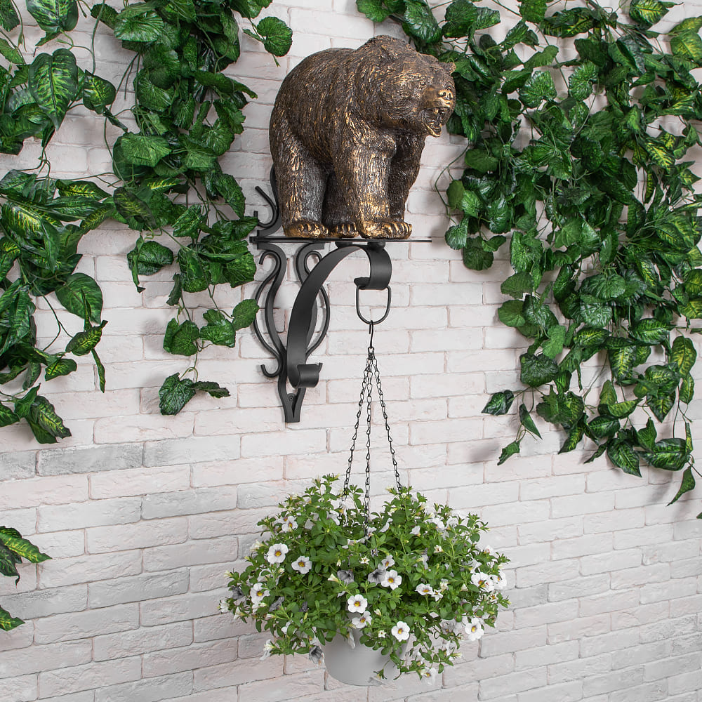 Кронштейн для цветов Медведь Велес с ковкой