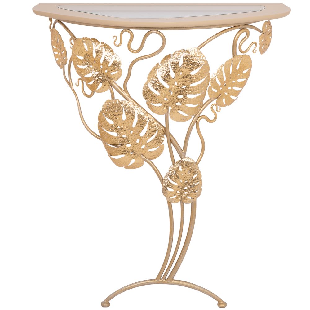 Консоль Монстера со стеклом пристенная