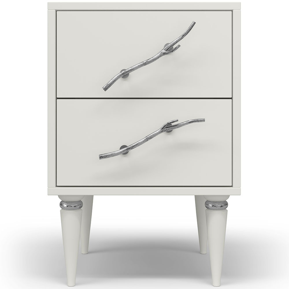 Тумба прикроватная Эстетика Бархата Цветная с 2 ящиками Классика Серебро