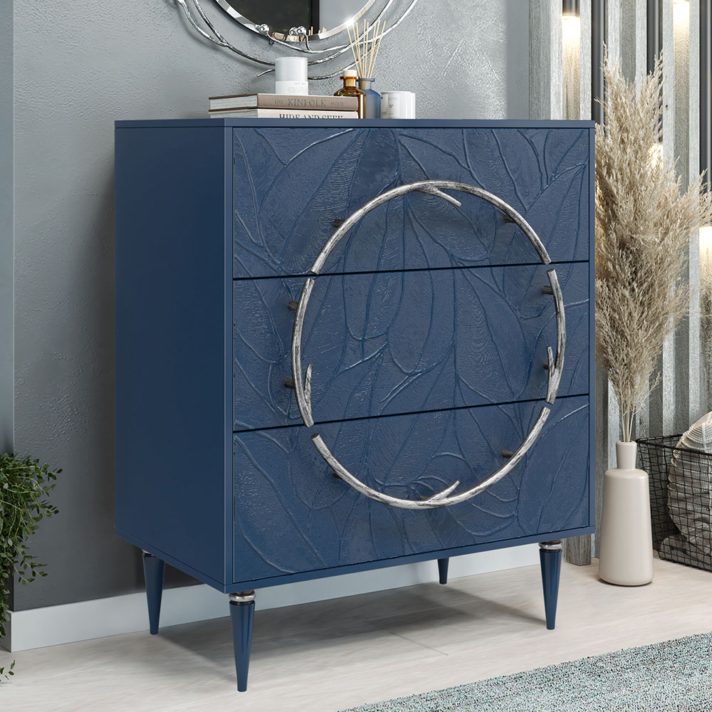 Комод Эстетика Флоры Цветной Классика Серебро с 3 ящиками