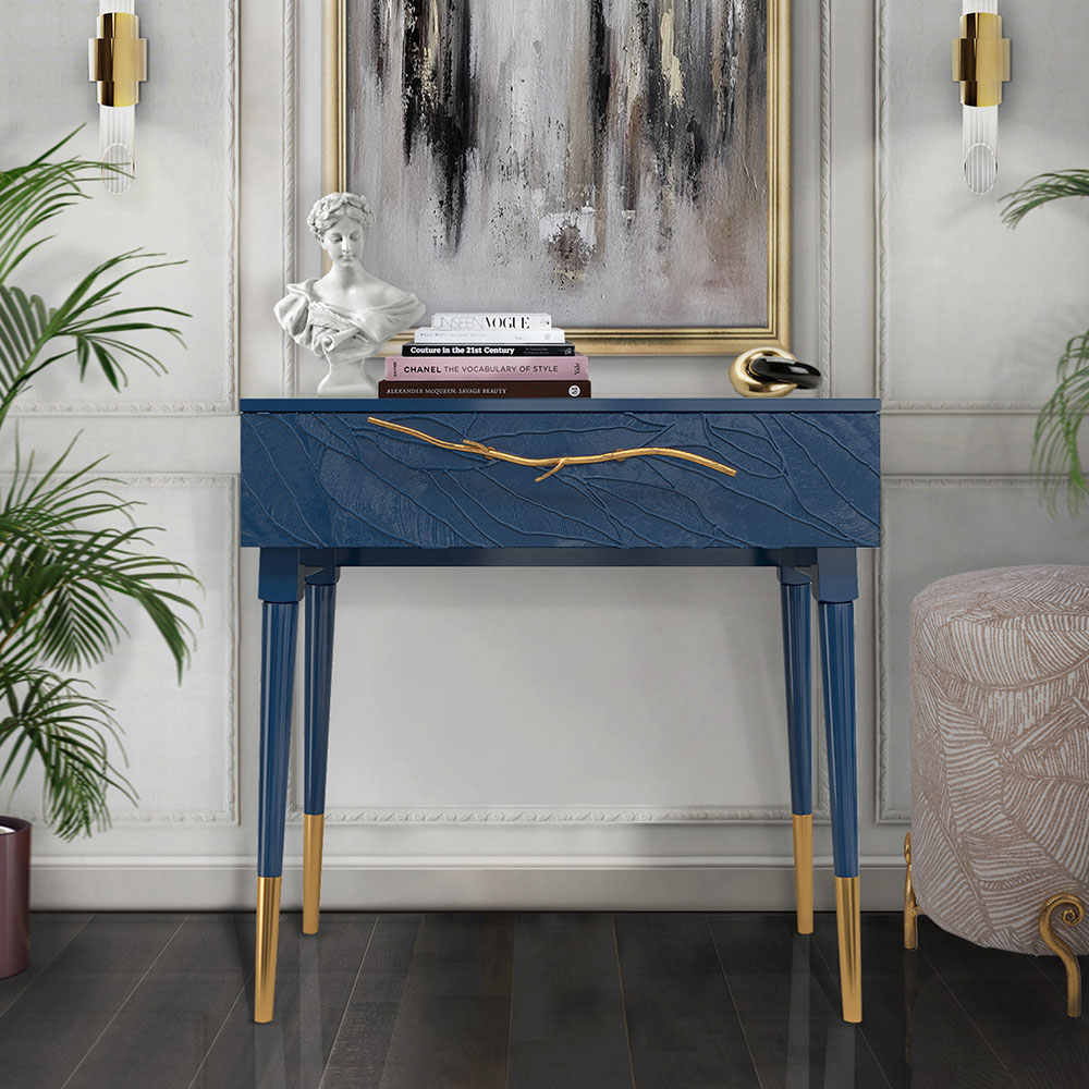 Консоль Эстетика Флоры Цветная Стиль Золото