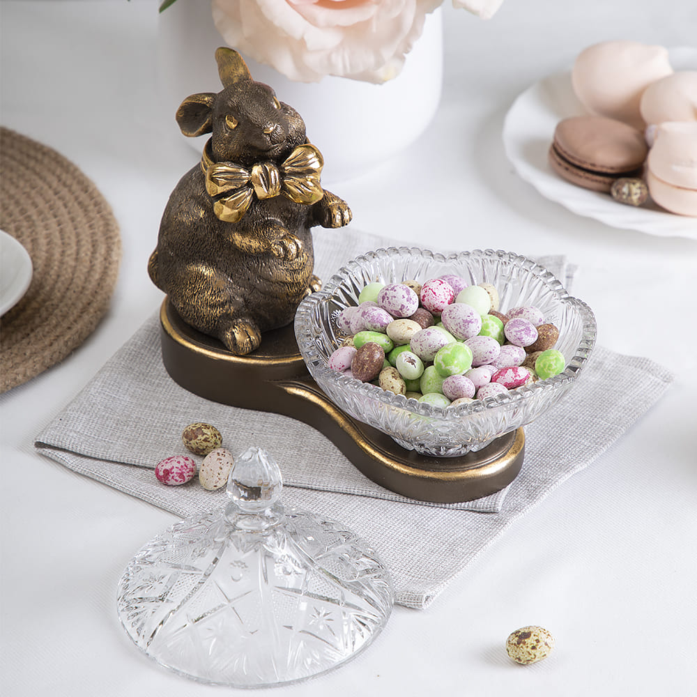 Сахарница с крышкой Кролик Бантик стеклянная