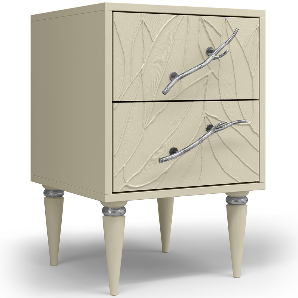 Тумба прикроватная Эстетика Флоры Цветная с 2 ящиками Классика Серебро