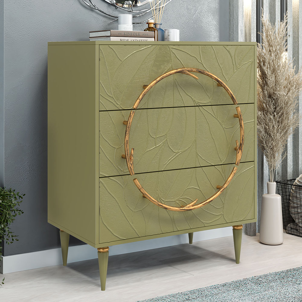 Комод Эстетика Флоры Цветной Классика Золото с 3 ящиками