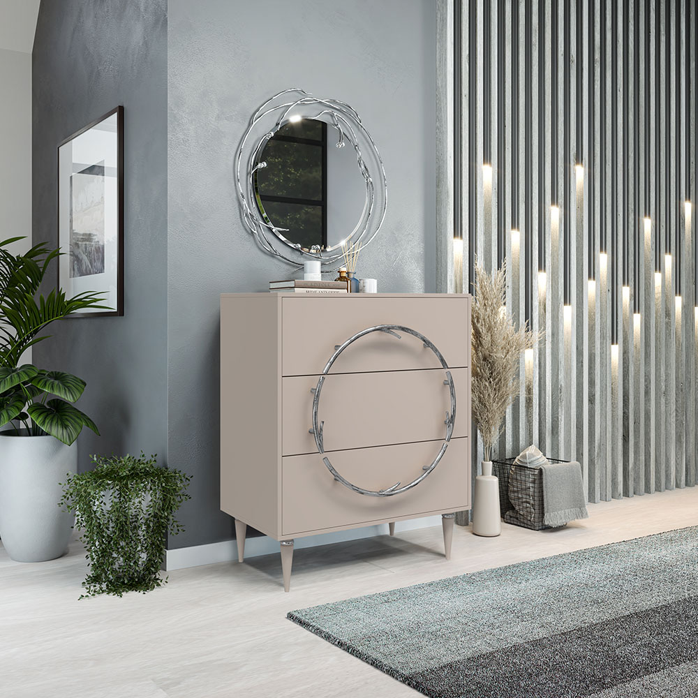 Комод Эстетика Бархата Цветной Классика Серебро с 3 ящиками