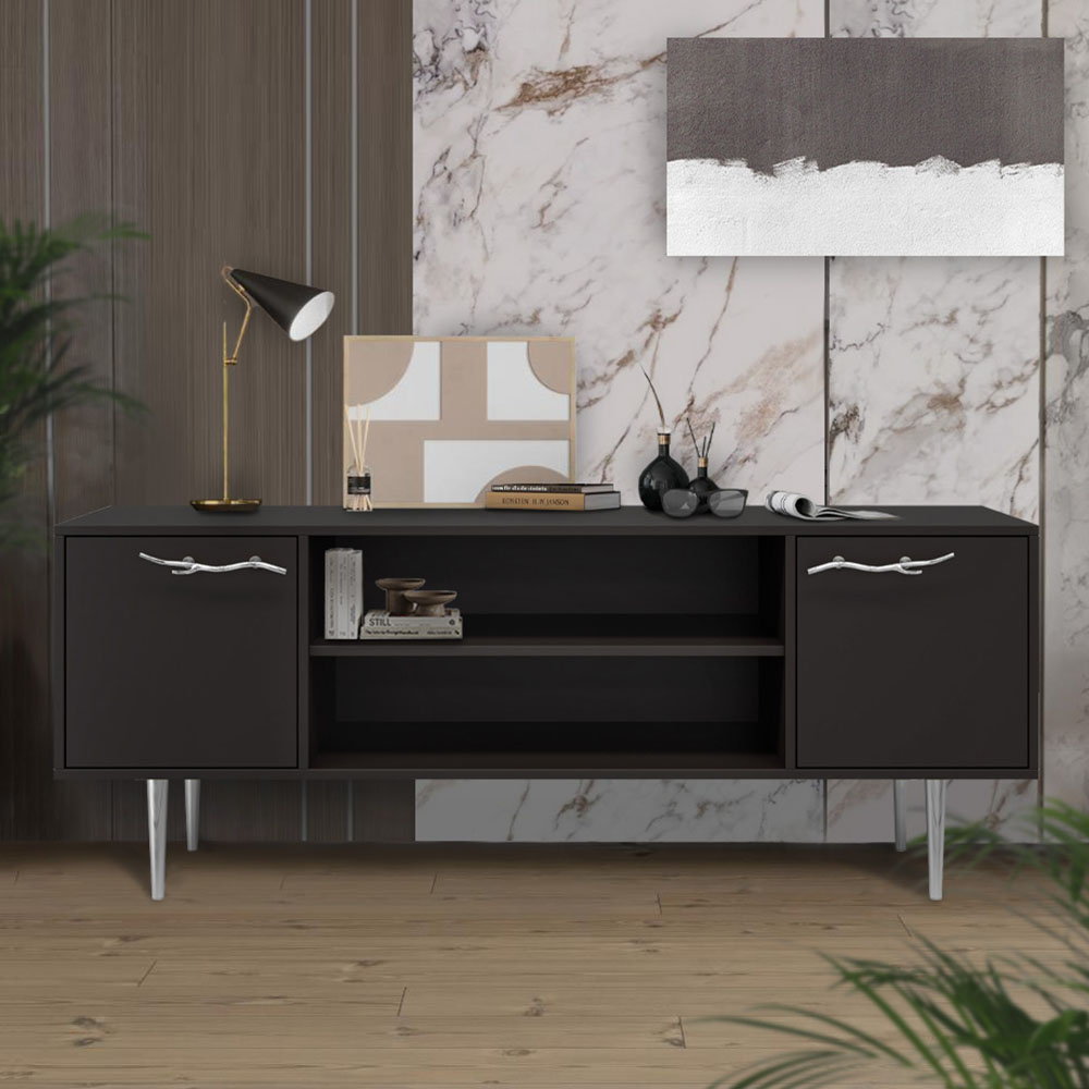 Тумба под телевизор Эстетика Бархата Цветная 1550 Стиль Серебро