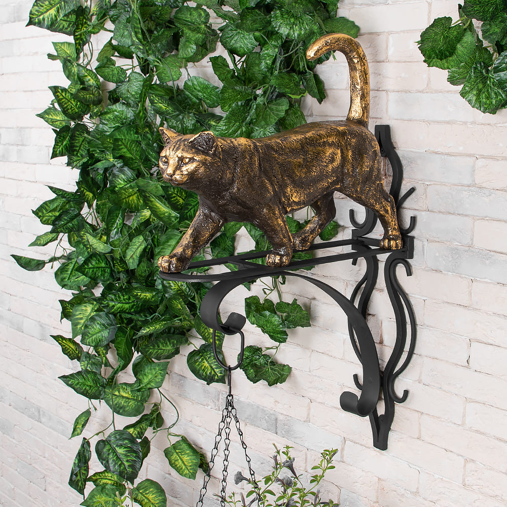 Кронштейн для цветов Кот Феликс с ковкой