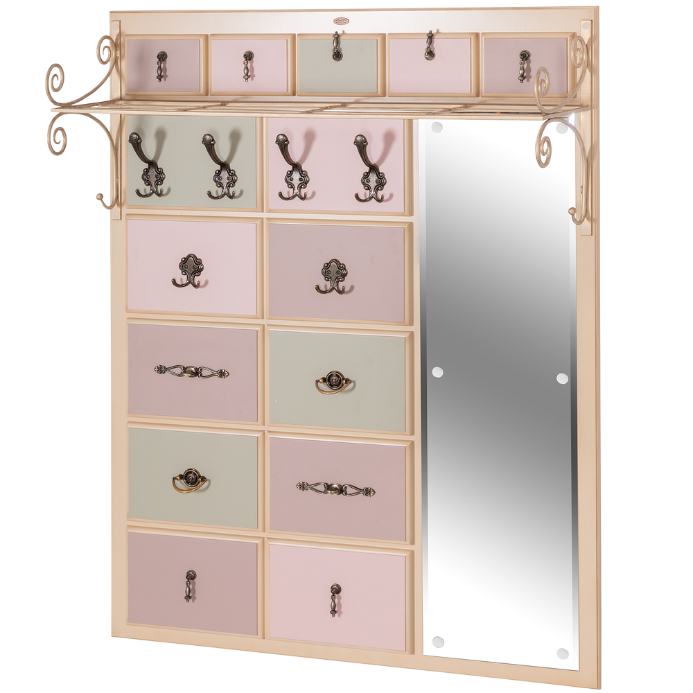 Вешалка настенная Пандора 4 с ковкой и зеркалом