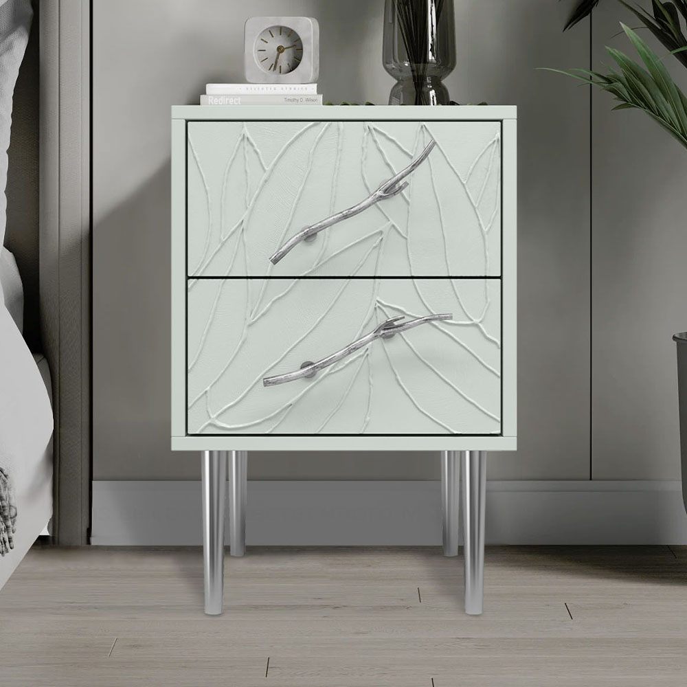 Тумба прикроватная Эстетика Флоры Цветная с 2 ящиками Стиль Серебро