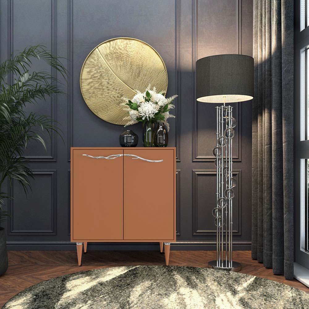 Комод Эстетика Бархата Цветной Классика Серебро с 2 полками