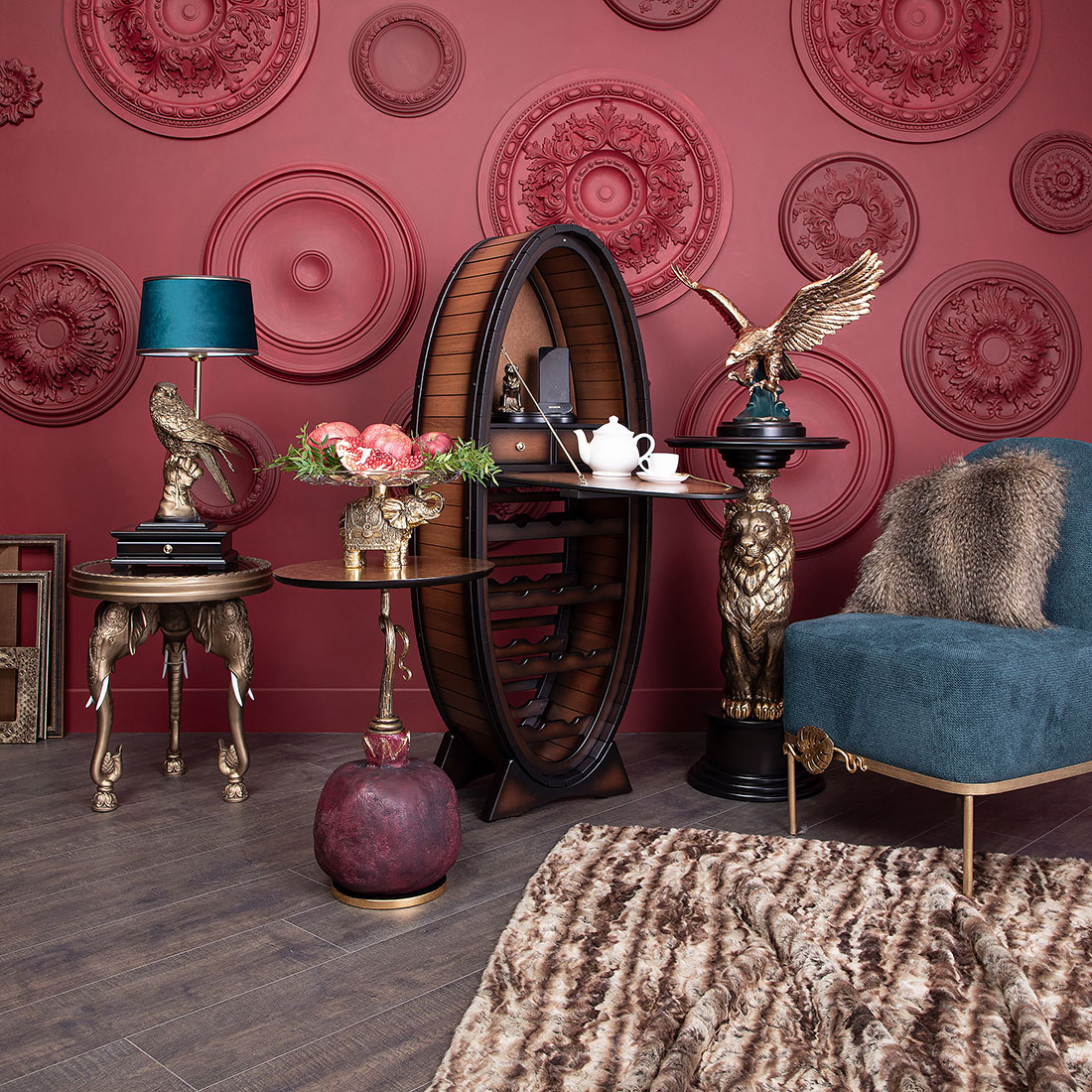 Столик декоративный Рубиновый гранат