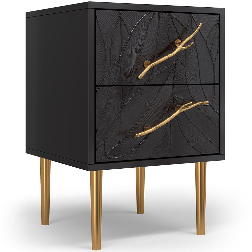 Тумба прикроватная Эстетика Флоры Цветная с 2 ящиками Стиль Золото