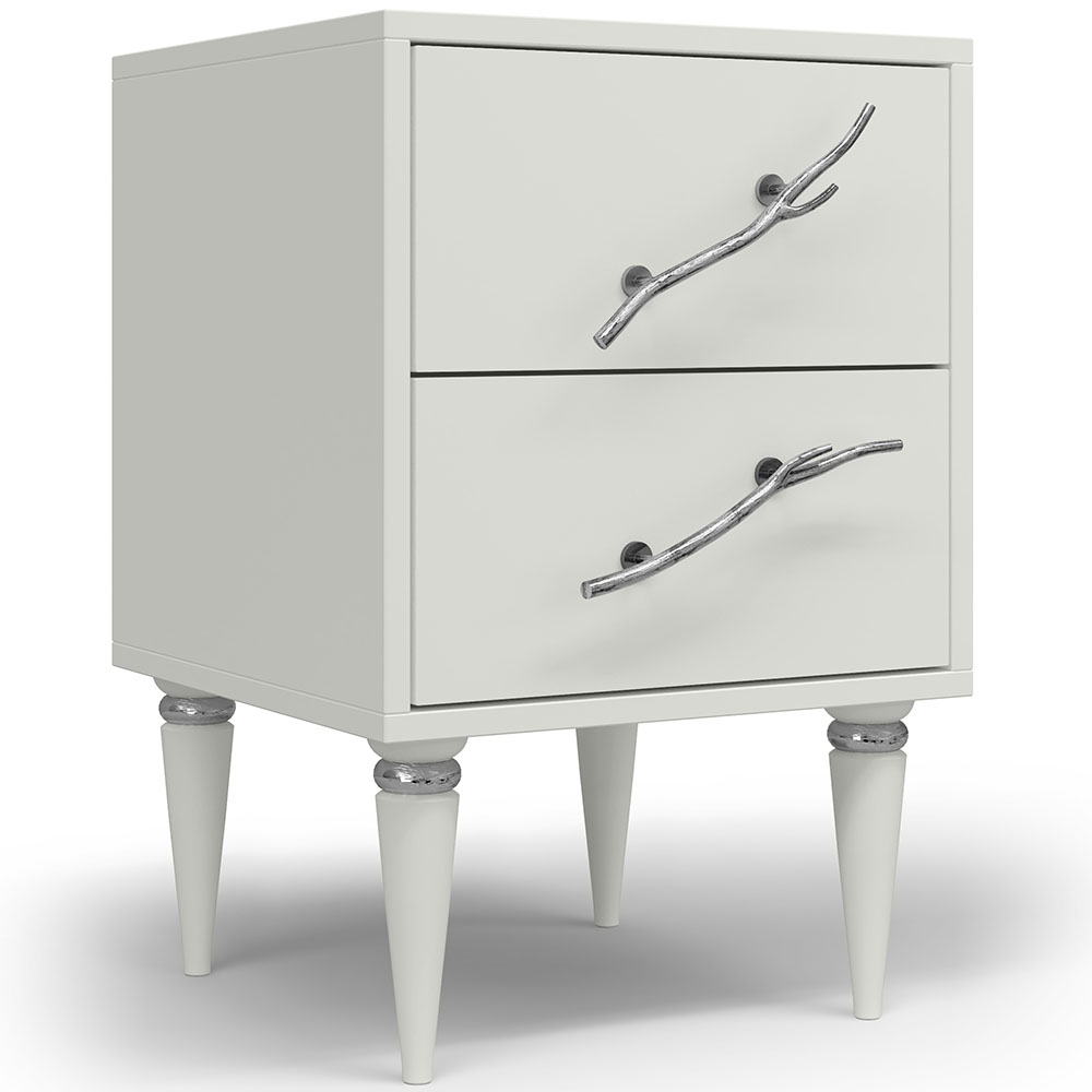 Тумба прикроватная Эстетика Бархата Цветная с 2 ящиками Классика Серебро