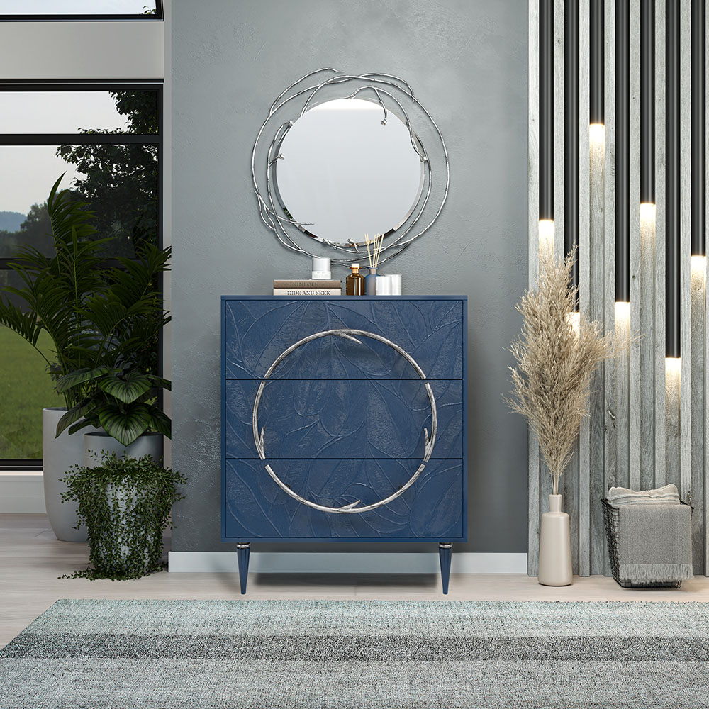 Комод Эстетика Флоры Цветной Классика Серебро с 3 ящиками