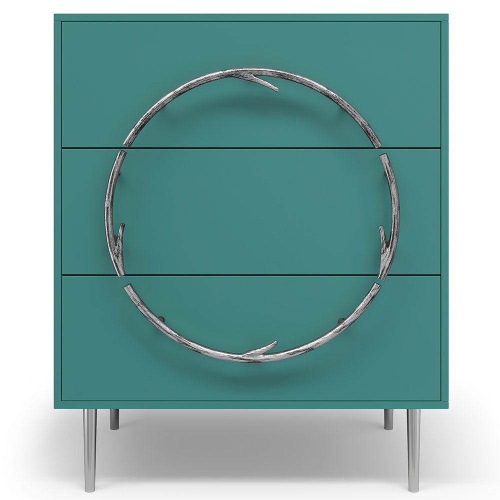 Комод Эстетика Бархата Цветной Стиль Серебро с 3 ящиками