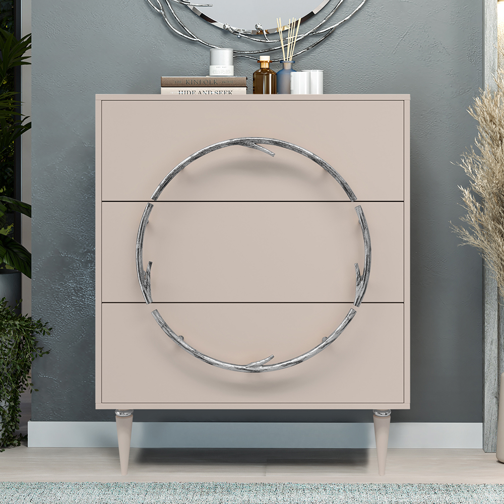 Комод Эстетика Бархата Цветной Классика Серебро с 3 ящиками